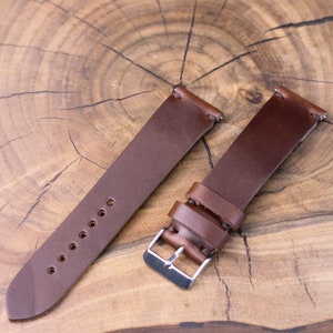 Horween leather watch strap band in Brown Chromexcel / 100% handmade /single layer leather strap /22 mm, 20 mm, 18 mm, 16 mm, 14 , 12 custom 画像 6