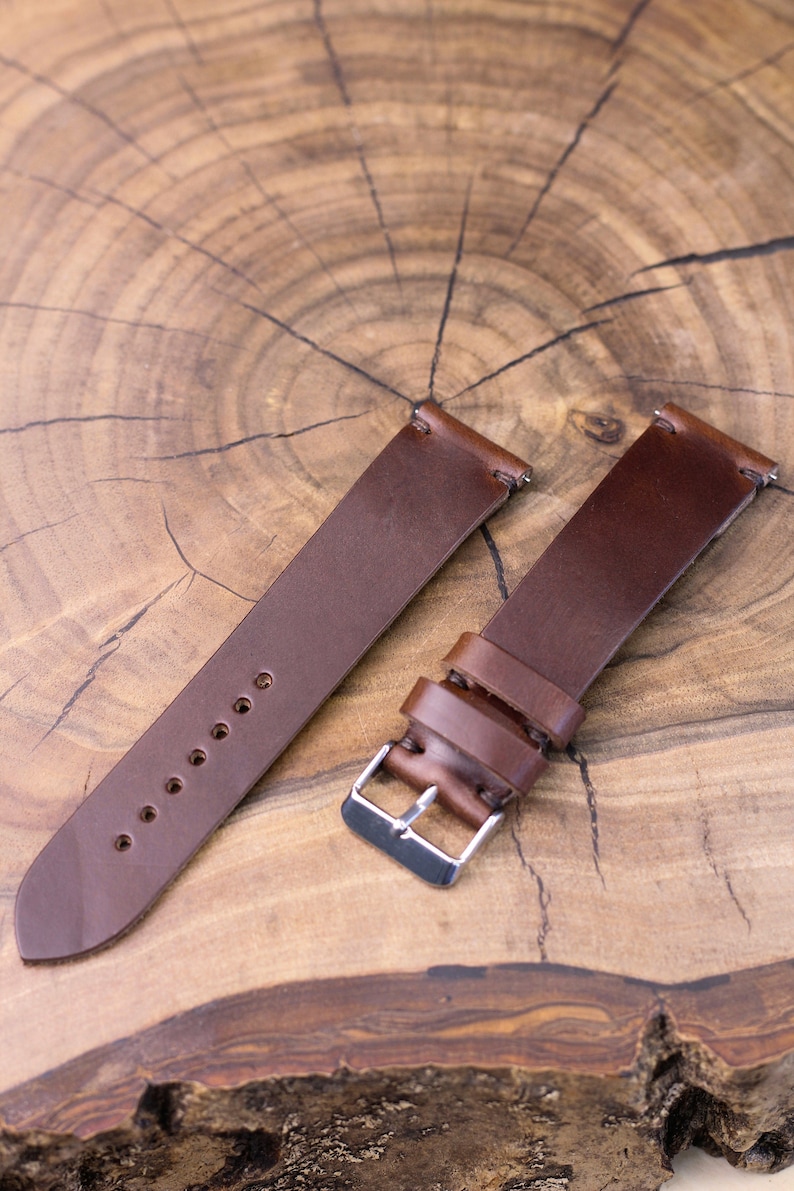 Horween leather watch strap band in Brown Chromexcel / 100% handmade /single layer leather strap /22 mm, 20 mm, 18 mm, 16 mm, 14 , 12 custom 画像 6