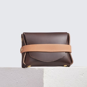 Cartera de cuero Horween para cualquier cosa / Estuche/bolsa pequeña de cuero Chromexcel marrón, billetera de bolsillo frontal, billetera de cuero sin costuras/monedero, Era imagen 1