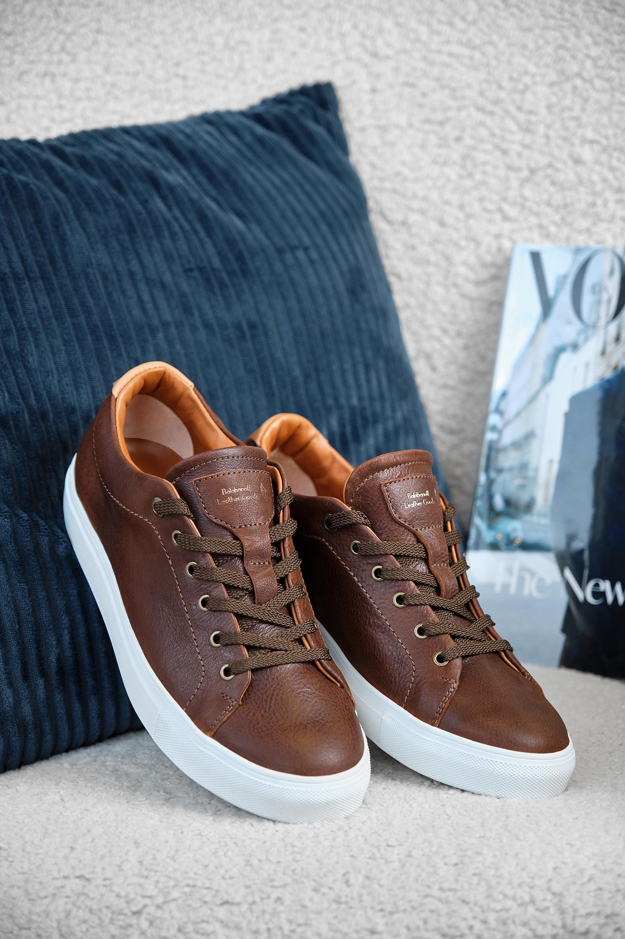 Premium Leather‎ Low-Top Sneakers Brown Casual Minimalist Shoes with White Sole Casual Shoe Dress Sneakers Brown With White Outsole – Ace Marks main image 2