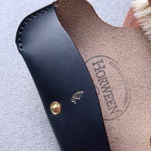 Marineblauwe leren brillenkoker gemaakt van volnerfblauw Horween Chromexcel-leer / brilhoes / zonnebrilhoes, gepersonaliseerd marineblauw, hemel