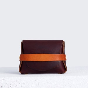 Cartera pequeña de cuero Horween / Estuche burdeos para cualquier cosa / estuche, billetera de bolsillo frontal, monedero / billetera de cuero sin costuras, Era imagen 3