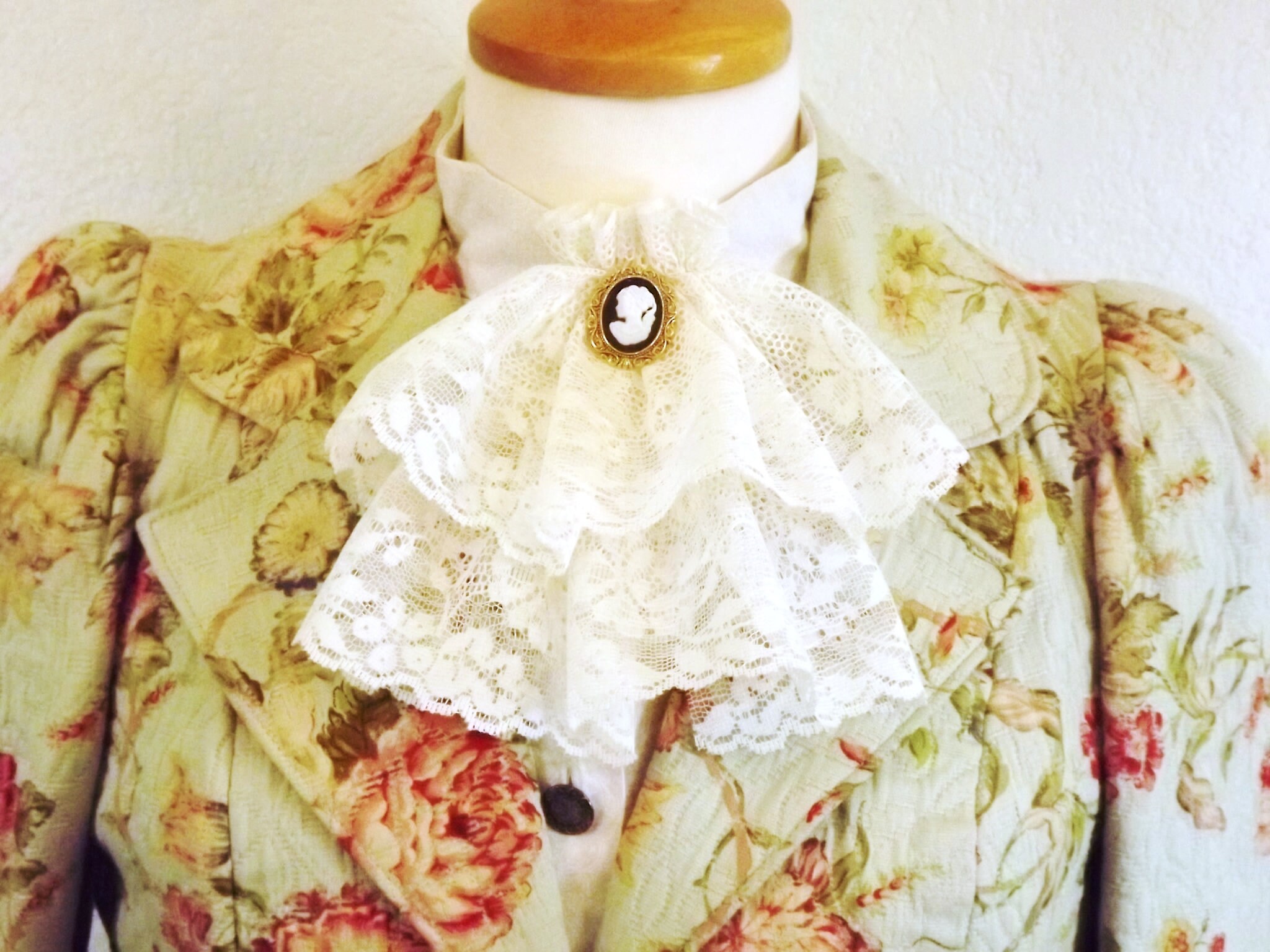 Ladies Lace Jabot With Cameo Victorian Goth Celtic Steam Etsy UK