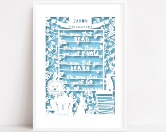 New Baby Dr Seuss Paper Cut Personalised Unframed Print / Nursery Decor