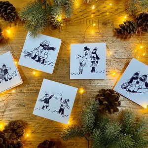 Glasgow People Christmas Cards, confezione festiva illustrata con 5 disegni, realizzati a mano a Glasgow, Scozia.