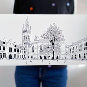 Glasgow 'Glasgow Loves to Learn' University Quadrangle 20cmx 40cm Giclee Illustration Print
