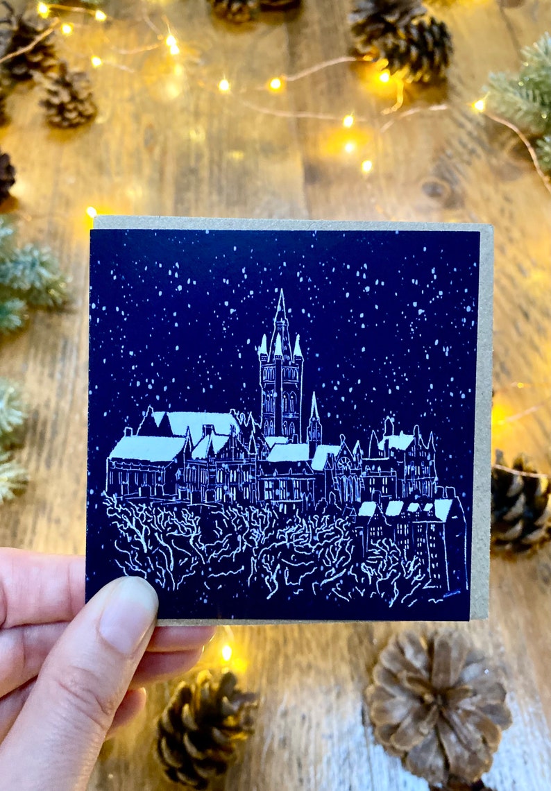 Glasgow Christmas Cards Illustrated Festive Pack of 5 Designs, Handmade in Glasgow, Scotland. image 7