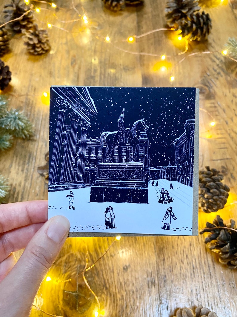 Glasgow Christmas Cards Illustrated Festive Pack of 5 Designs, Handmade in Glasgow, Scotland. image 4