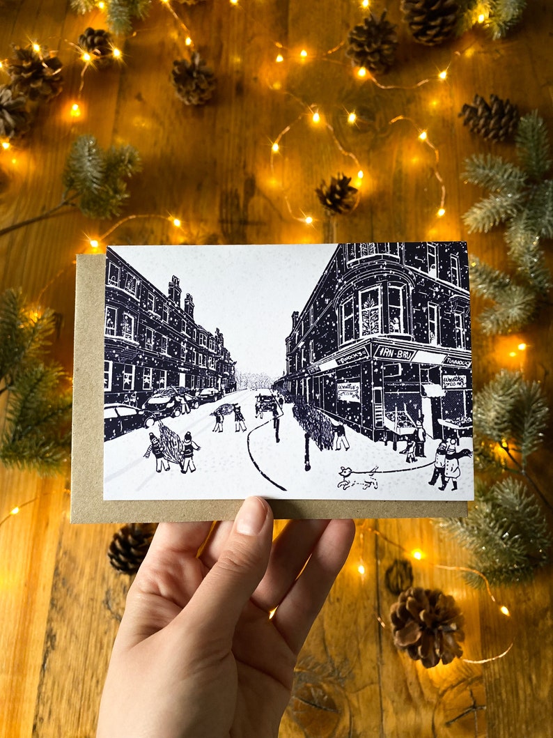 Glasgow Christmas Cards Illustrated Festive Pack of 5 Designs, Handmade in Glasgow, Scotland. image 3