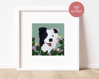 Personalised Pet Dog Portrait Illustration Digital Ink Style