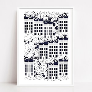 Paper Cut Handmade Glasgow Tenements Artwork A3 size, unframed made in Scotland