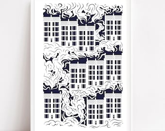 Paper Cut Handmade Glasgow Tenements Artwork A3 size, unframed made in Scotland