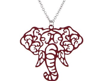 Long Elephant Head Necklace (Red, Gold Tone, and Silver Tone available)