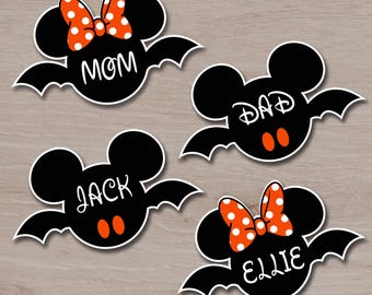 Halloween Disney Cruise Door Magnets Bats, Personalized Stateroom Door Decor, Minnie and Mickey