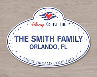 Disney Cruise Name Tag Magnet, Last Name Personalized