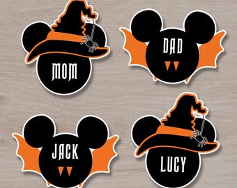 Halloween Disney Cruise Door Magnets, Witch & Bat Personalized Stateroom Door Decor