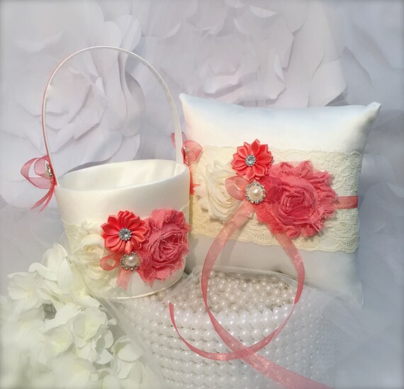 Ring Pillow Ring Bearer Ring Bearer Pillow Coral Ring Etsy