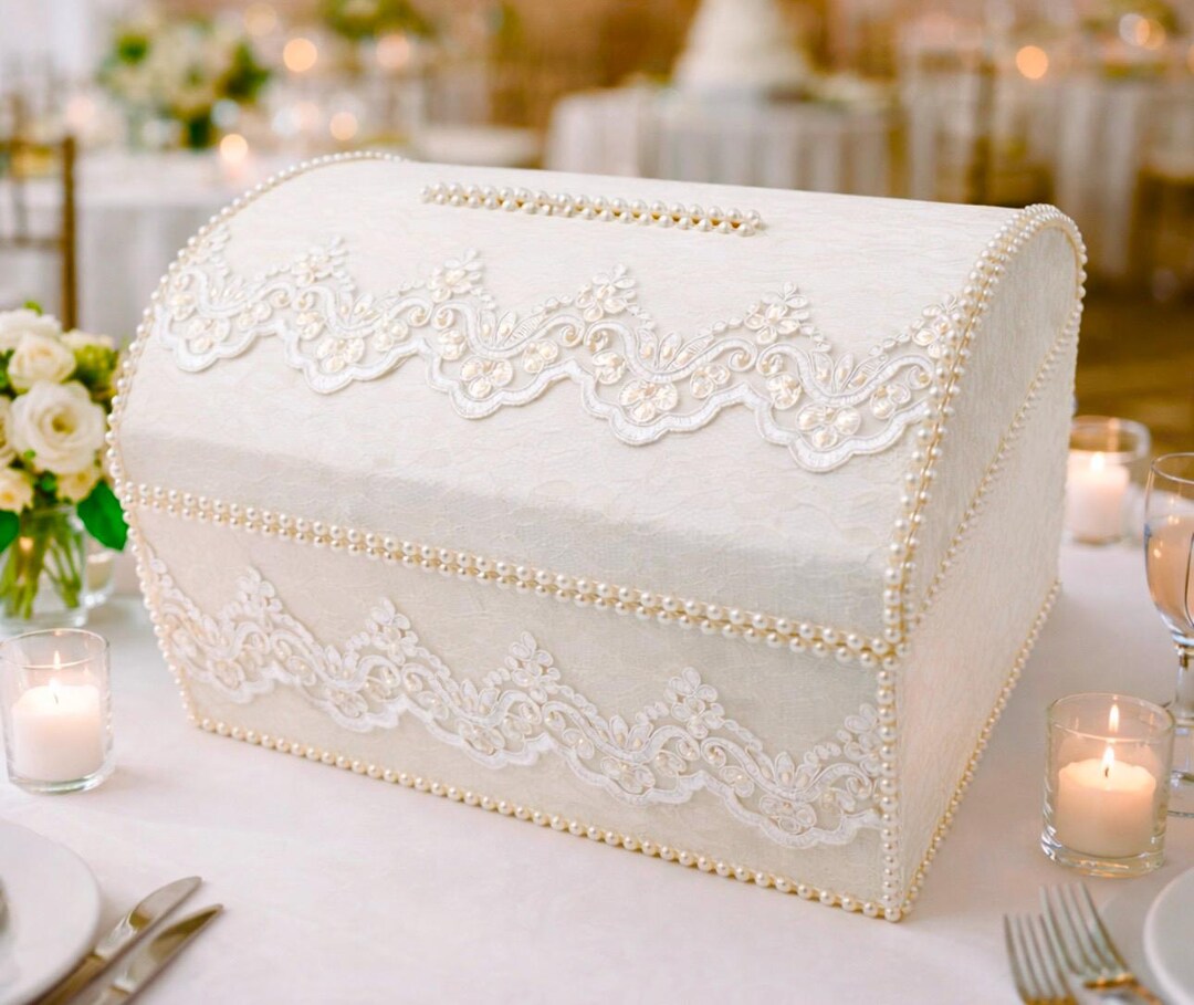 Wedding Card Box, Ivory Wedding Card Box, Treasure Chest Money Box ...