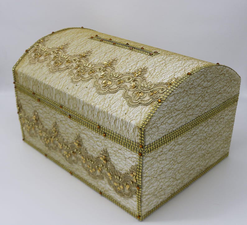 Wedding Card Box With Slot – Gold Silver Ivory White Wedding Money Box ...