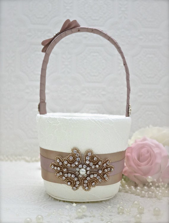 rose gold flower girl basket