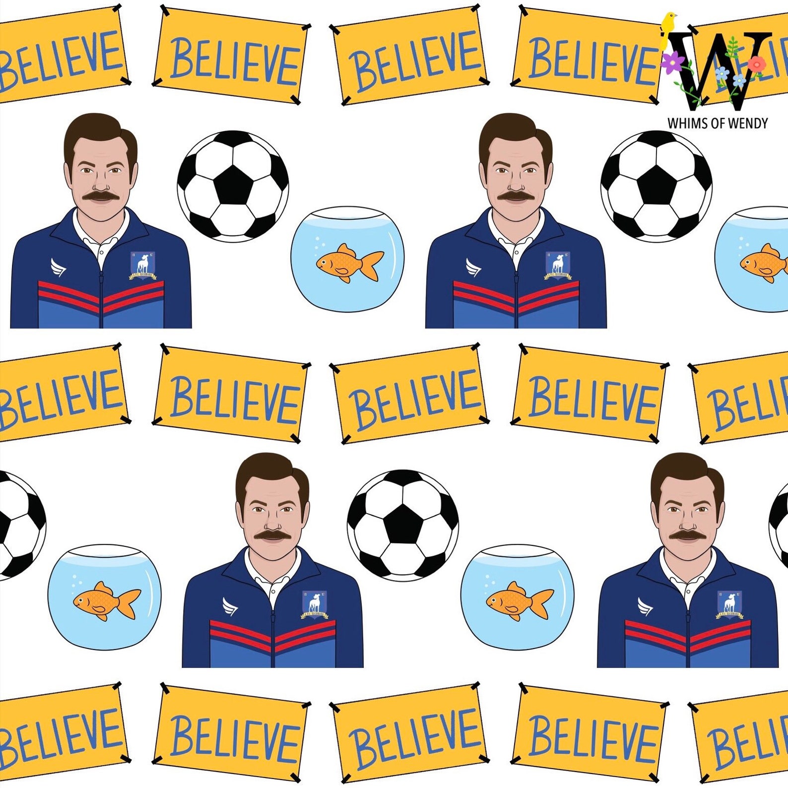 Ted Lasso Wrapping Paper Sheets Soccer Ball Fish Bowl Etsy