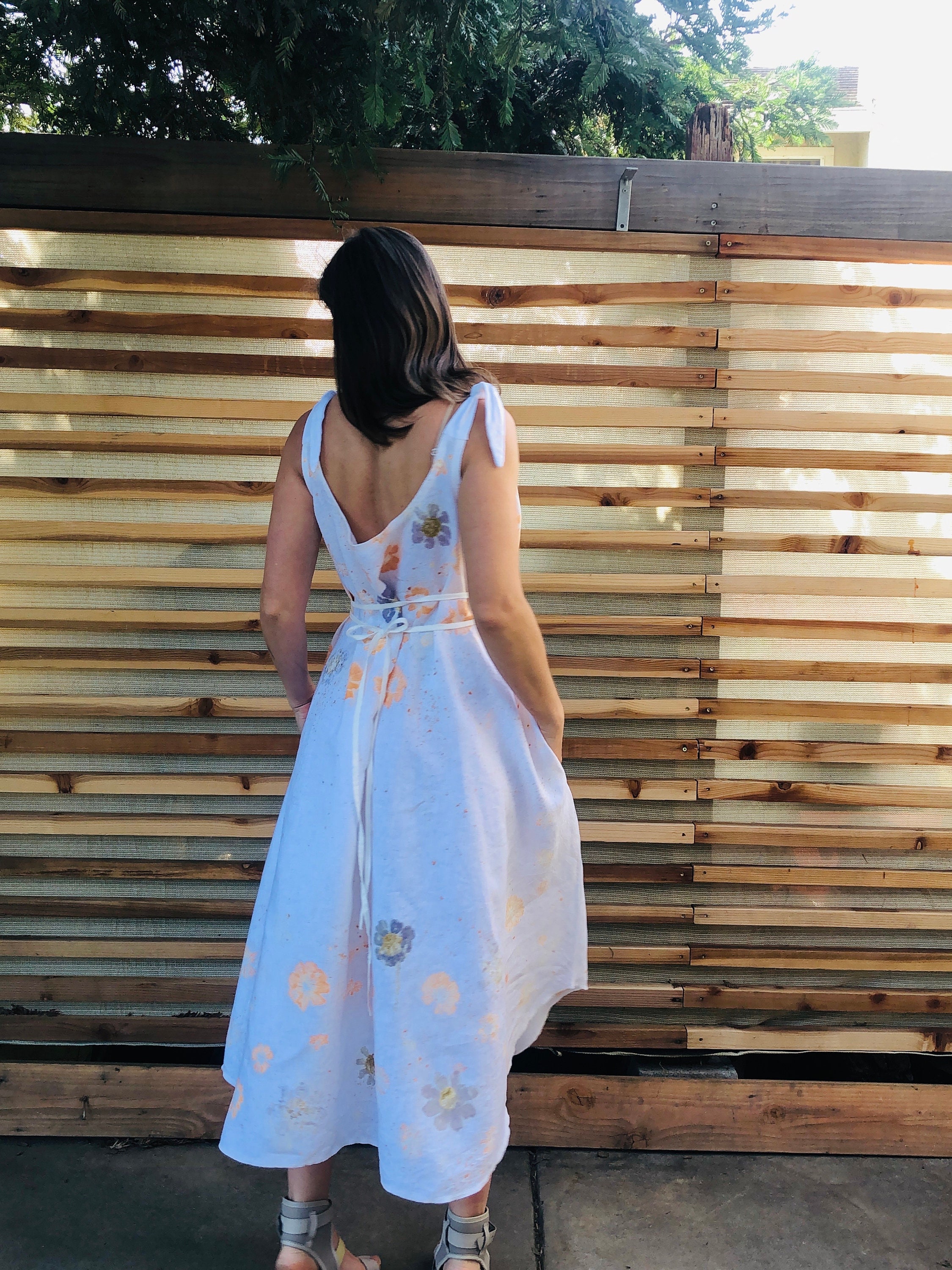 Eco printed linen dress, Cosmo Eco printed linen dress, Botanically dyed dress