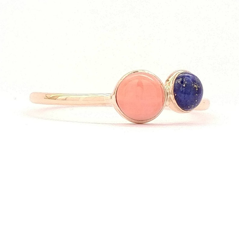 fashion jewelry Gold coral ring coral gold ring lapis gold ring cluster gold ring Stacking Gemstone Ring