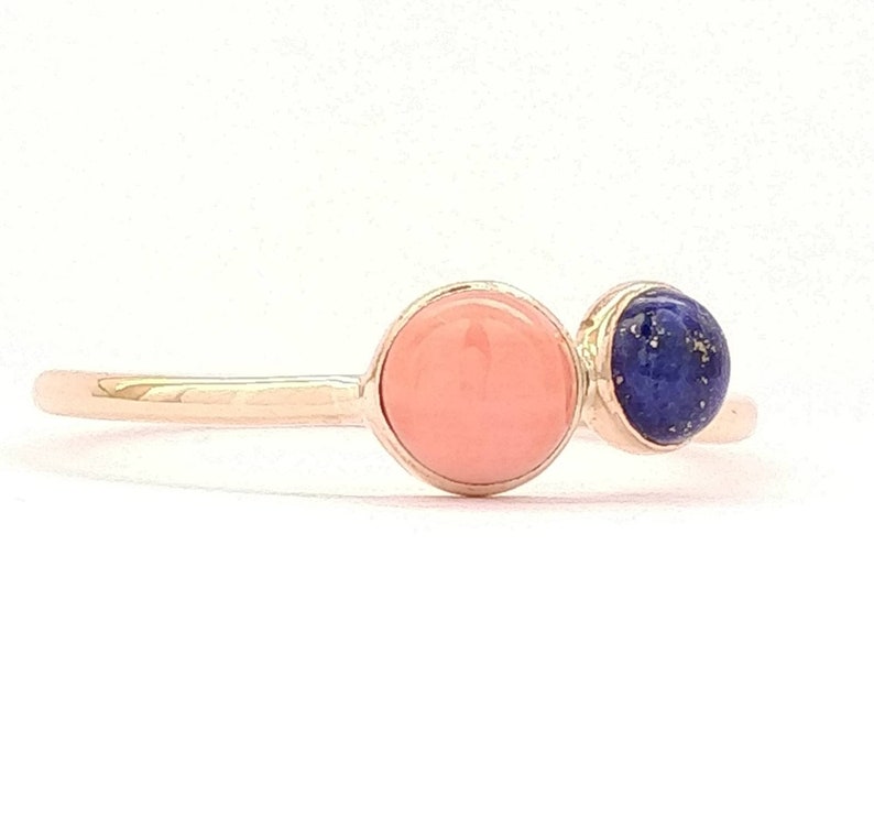 fashion jewelry Gold coral ring coral gold ring lapis gold ring cluster gold ring Stacking Gemstone Ring