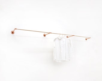 Wall Mount Clothing Rack • Copper and Wood • M-Rack