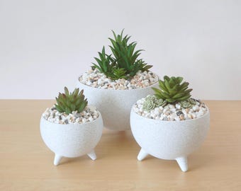 Half Sphere Succulent Planters Pots - Granite Color