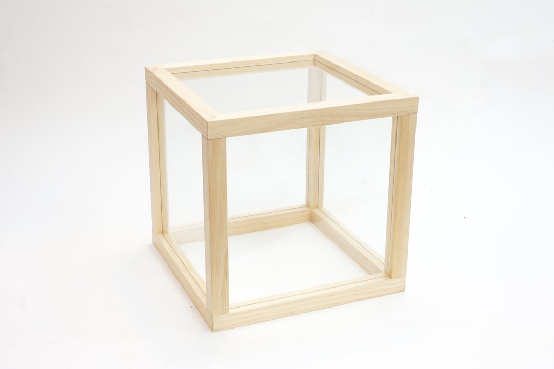 Cube Wood Display Case • Glass or Acrylic • Jewelry + Collectibles - Etsy