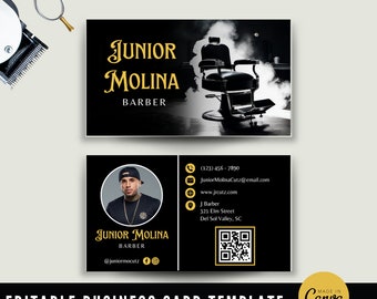 Smoke Theme | Barber | Barbershop| Hairstylist Editable Business Card Template