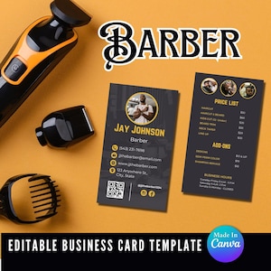 Barber | Barbershop| Hairstylist Editable Business Card Template
