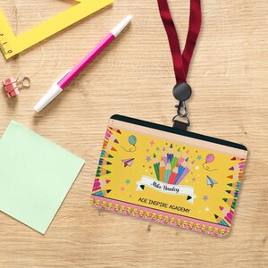 Personalisierter Lehrer Ausweishalter, Bleistift Schule Ausweishalter Geschenk, lustiges Lanyard Tag für Klassenzimmer Personal Erzieher Back to School Geschenk