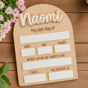 Conseil scolaire du premier et du dernier jour personnalisés pour enfants | Cadeau pour la rentrée des classes | Accessoire photo de fin d'année pour filles et garçons
