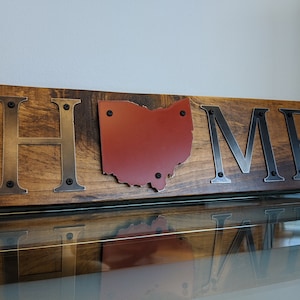 Ohio HOME Sign. Rustic Wood and Metal unframed