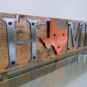 Texas HOME Sign. Rustic Wood and Metal unframed