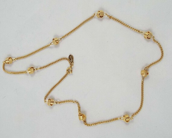 Avon 1980s Goldtone Chain Delicate Ribbon Beaded … - image 2