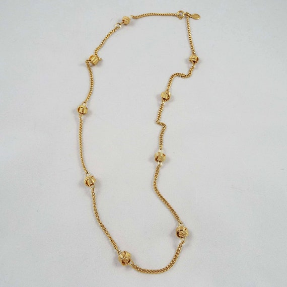 Avon 1980s Goldtone Chain Delicate Ribbon Beaded … - image 1