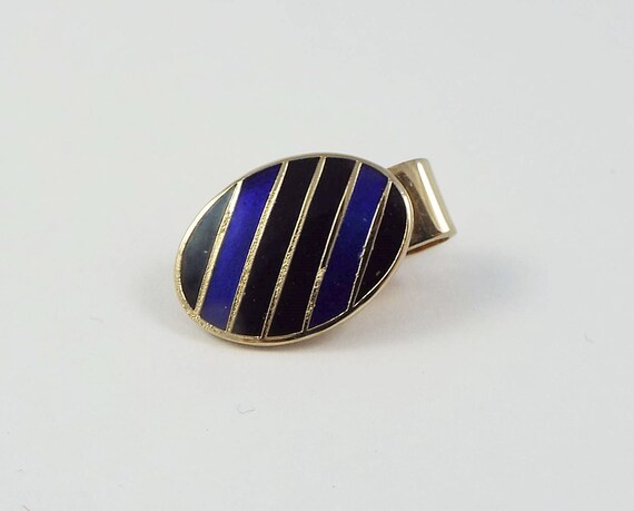 Vintage Shields Gold Tone Navy Blue Black Enamel … - image 7