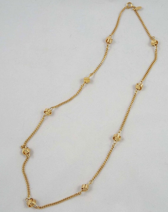 Avon 1980s Goldtone Chain Delicate Ribbon Beaded … - image 3