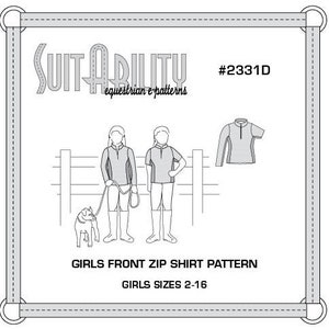 PDF Girls' Front Zip English Riding Shirt Pattern