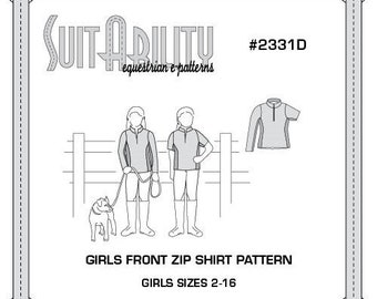 PDF Girls' Front Zip English Riding Shirt Pattern