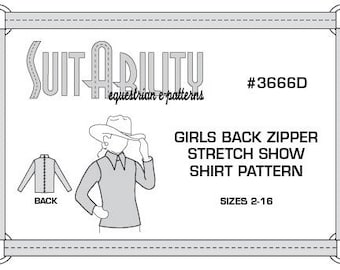 PDF Girls' Western Back Zipper Stretch Show Shirt Pattern
