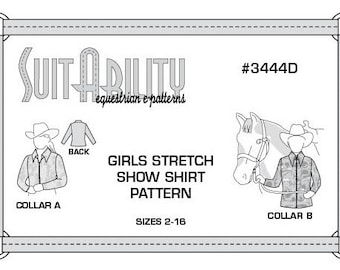PDF Girl's Western Stretch Show Shirt Pattern- No Cuffs