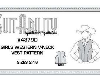 PDF Girls' Western V-Neck Vest Pattern