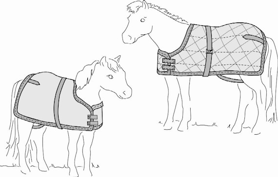 Couverture Et Drap Miniature Motif Cheval – Taille 24-60 Pour Poney – Occasion