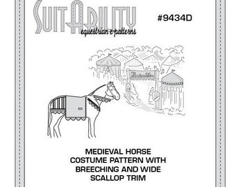 PDF Middeleeuws paardenkostuumpatroon met rijbroek en BREDE SCALLOP-afwerking
