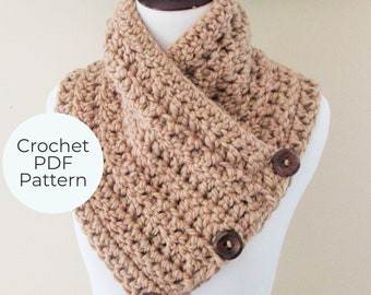 Scarf CROCHET PATTERN - Chunky Button Cowl / Winter Accessories (PDF Files)