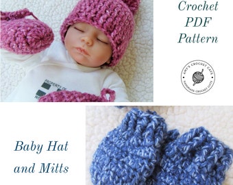 CROCHET PATTERN - Baby Hat / Baby Mittens / Newborn